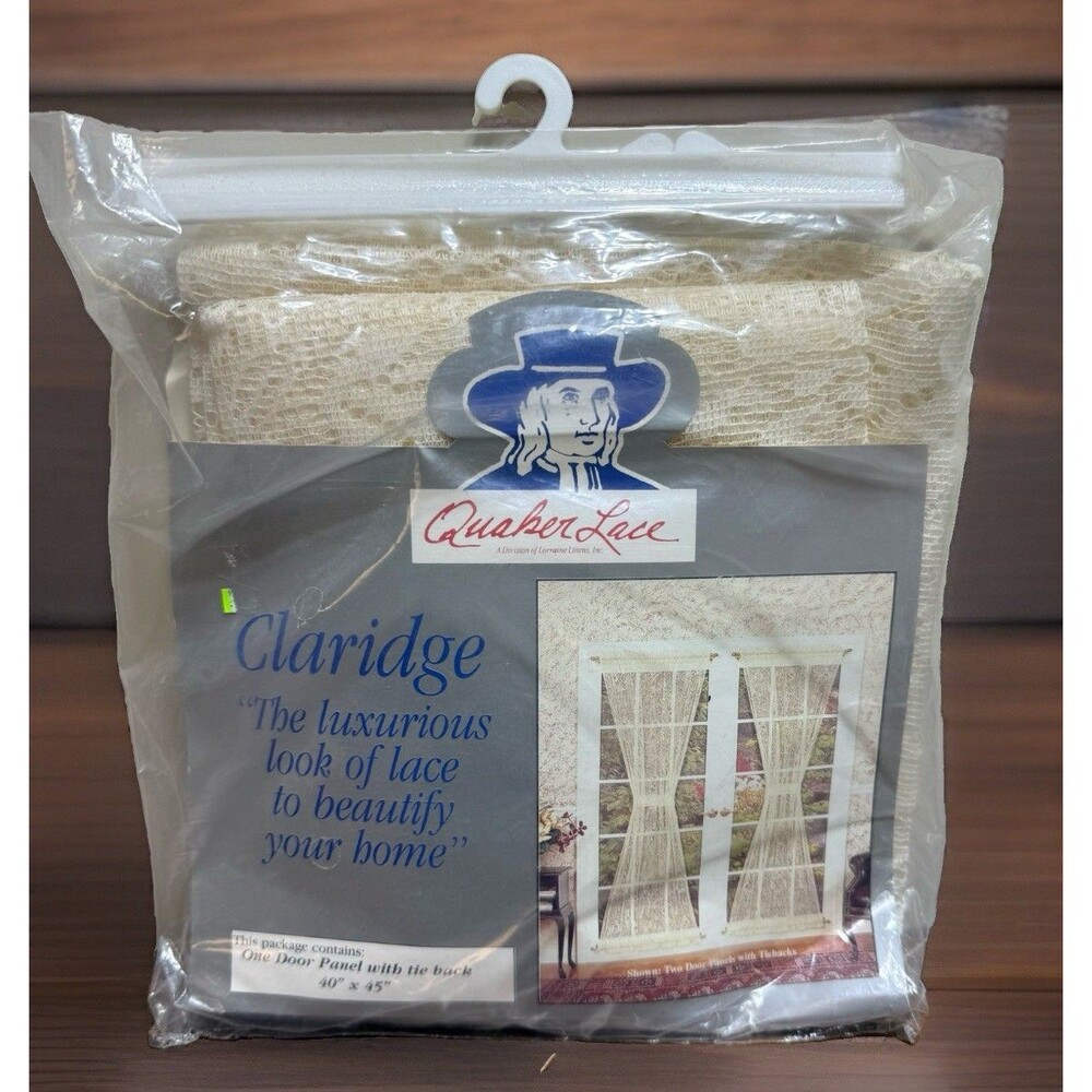 VTG Quaker Lace Claridge Door Panel Curtain 40x45 Ivory NOS Cottagecore Cabin